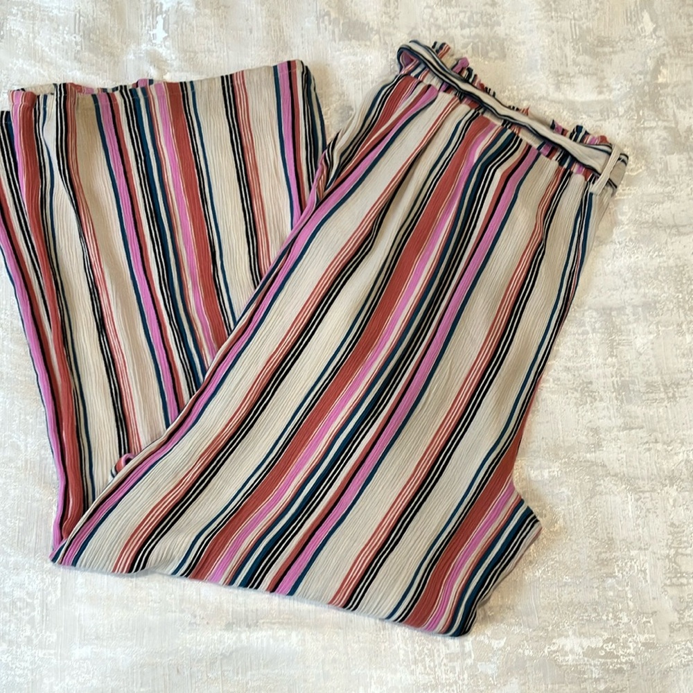 Xhilaration Pink and Orange Wide Leg Pants with Vibrant Stripes